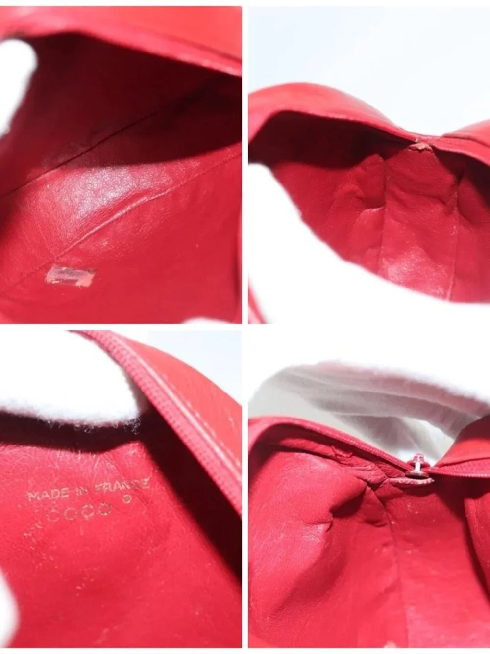 CHANEL Chain Shoulder Bag Lamb Skin Red Gold CC Auth 127505
